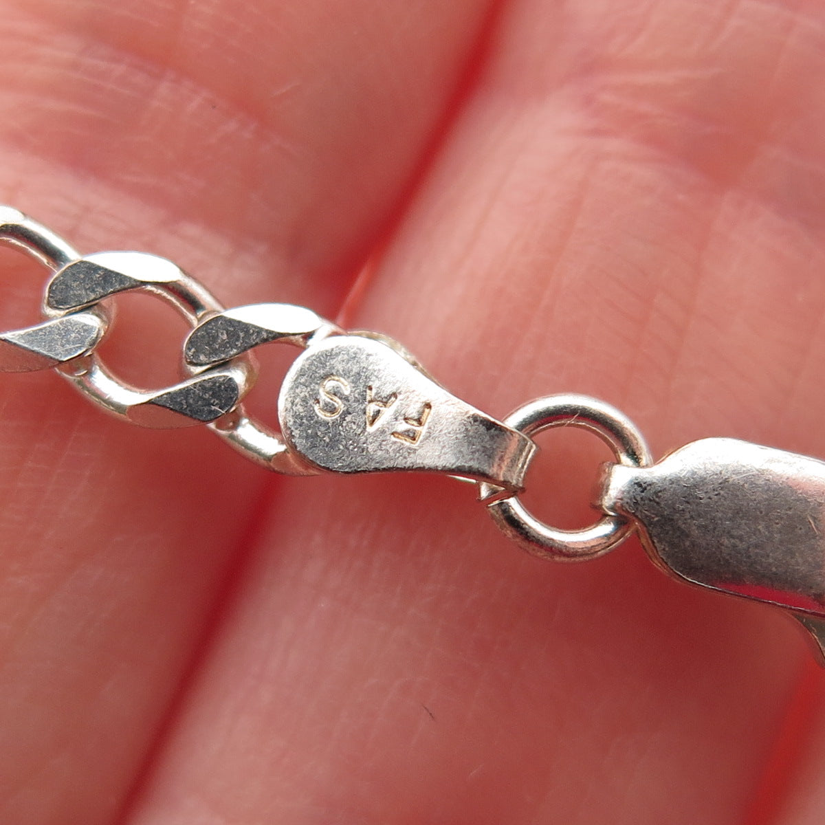 925 Sterling Silver Vintage Italy Figaro Link Bracelet 7"