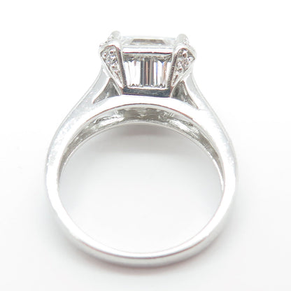 925 Sterling Silver Princess & Round-Cut C Z Engagement Ring Size 8