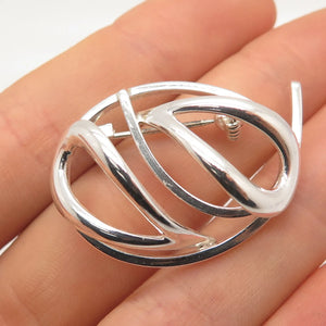 925 Sterling Silver Vintage Modernist Pin Brooch
