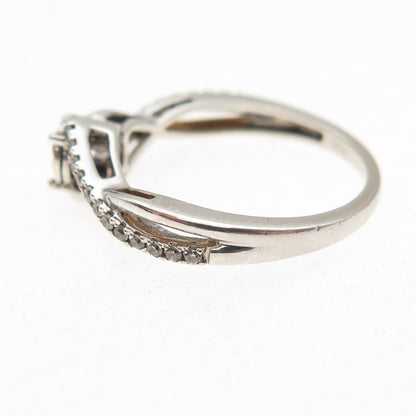 925 Sterling Silver Round-Cut C Z Engagement Ring Size 6.75