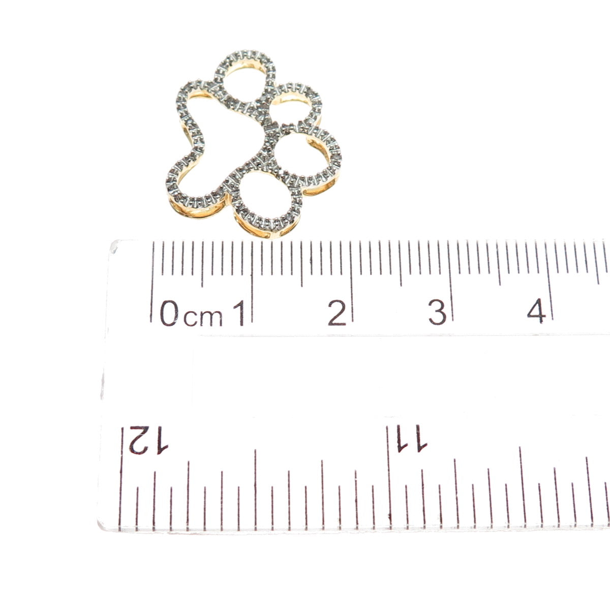 JANE SEYMOUR Sterling Silver Gold Plated Real Diamond Dog Paw Slide Mini Pendant