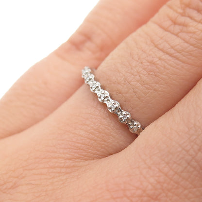 925 Sterling Silver Real Round-Cut Diamond Eternity Stackable Band Ring Size 6