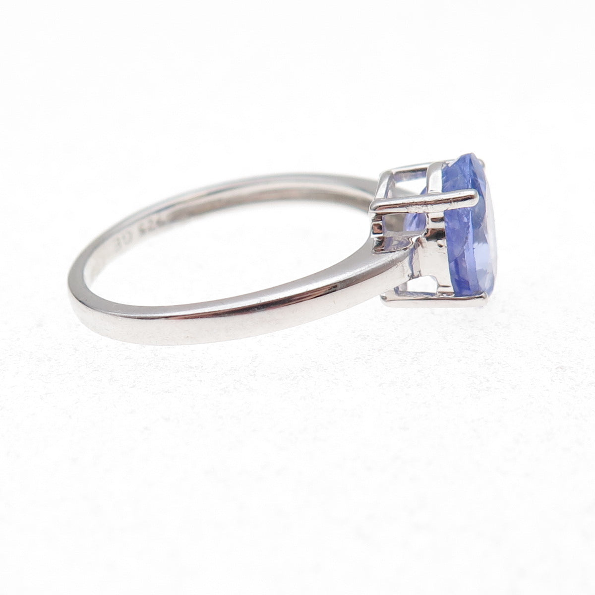 925 Sterling Silver Real Oval-Cut Tanzanite Ring Size 8