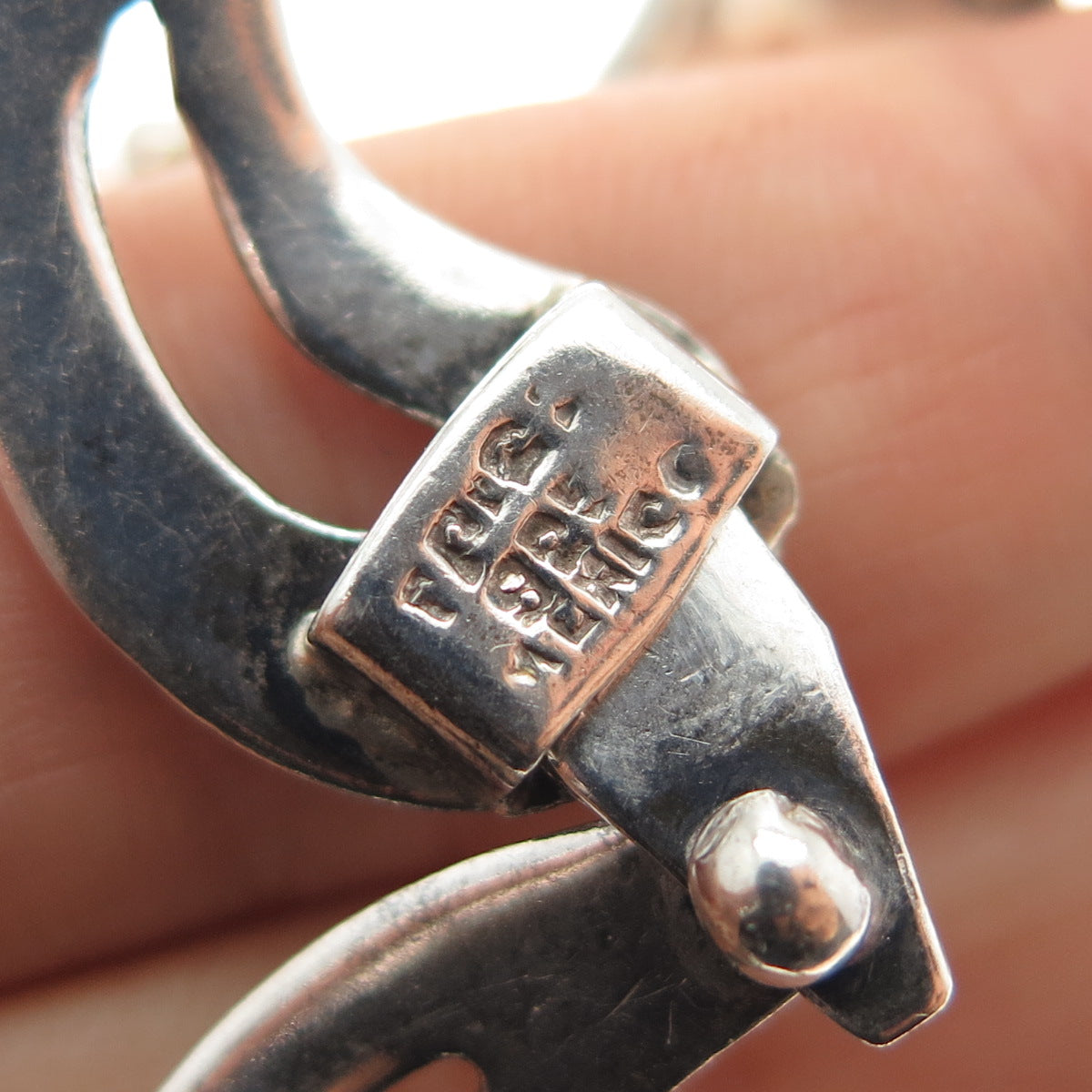 925 Sterling Silver Vintage Mexico Modernist Teardrop Chain Necklace 16"