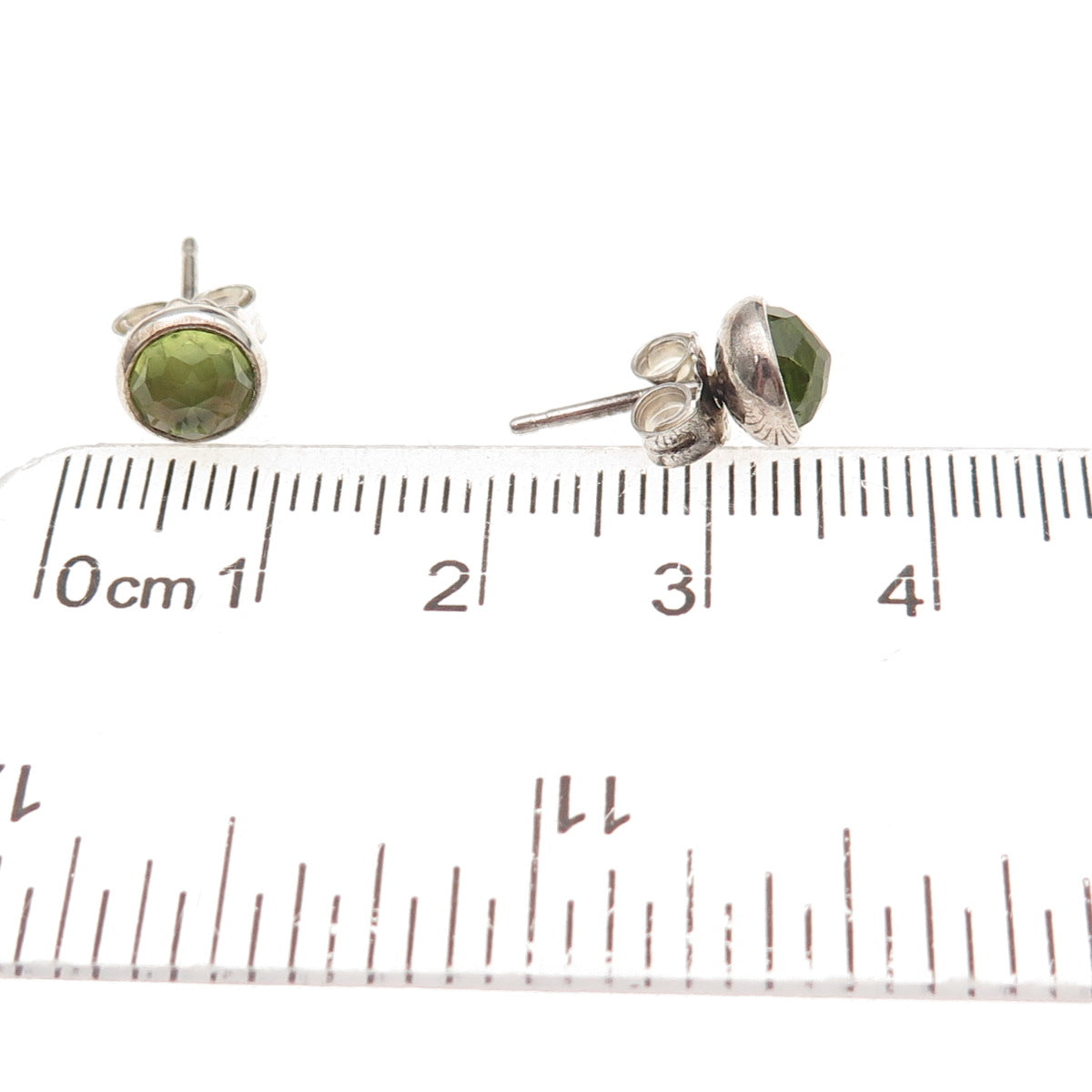Pandora 925 Sterling Silver Real Peridot August Birthday Blooms Stud Earrings