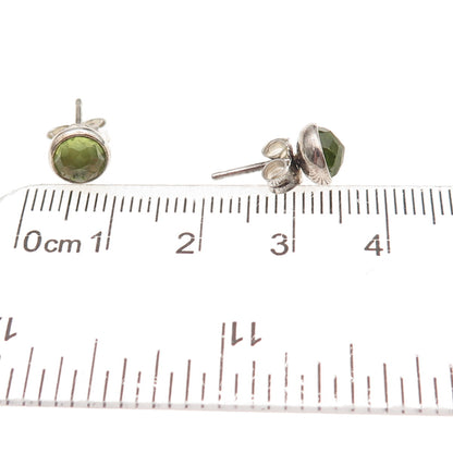 Pandora 925 Sterling Silver Real Peridot August Birthday Blooms Stud Earrings