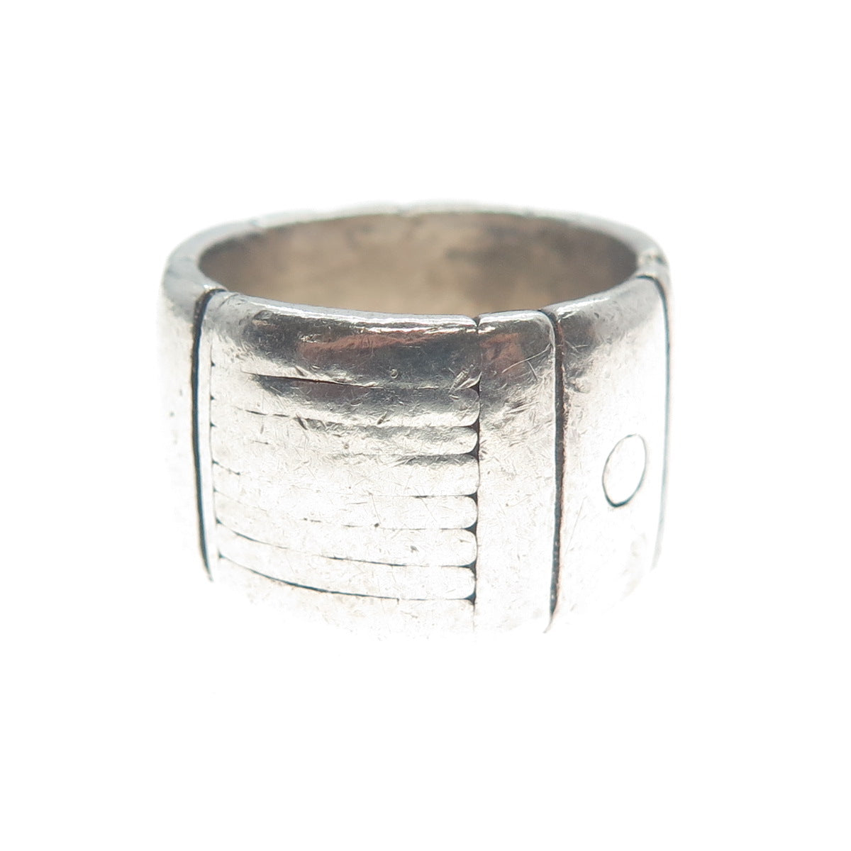 LISA JENKS 925 Sterling Silver Vintage Modernist Wide Band Ring Size 6