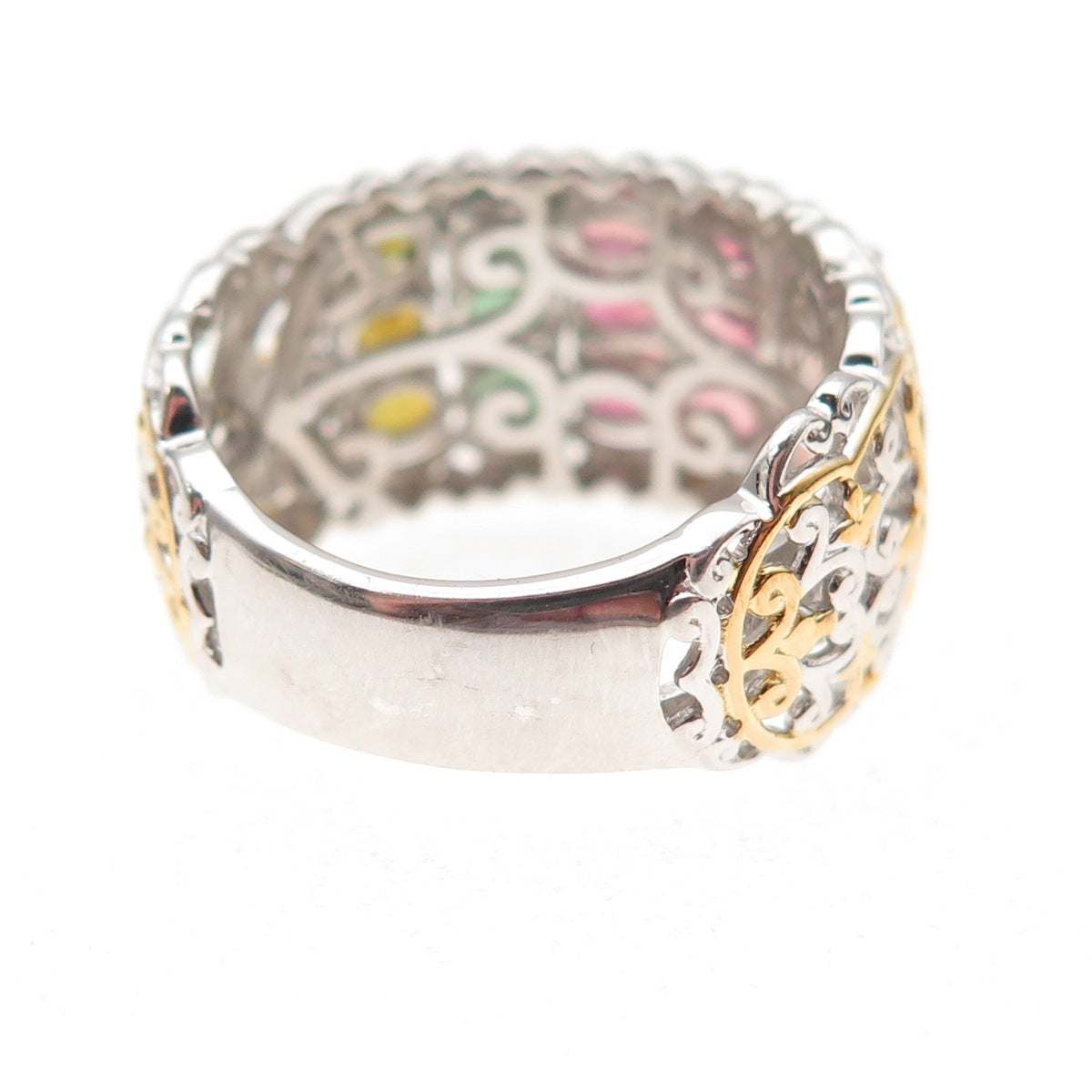 Michael Valitutti Gems En Vogue Sterling Multi-Color Tourmaline Ring Size 8.25