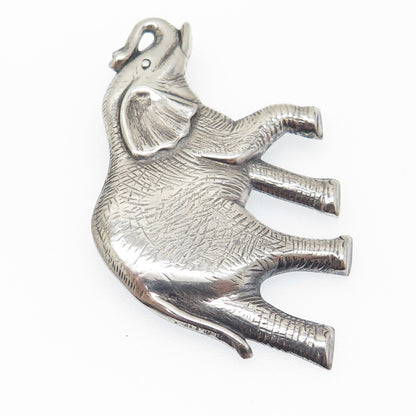 925 Sterling Silver Vintage Elephant Oxidized Pin Brooch