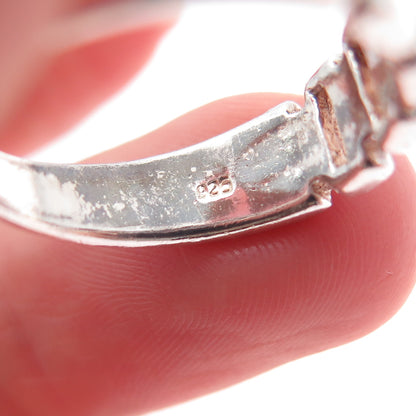 925 Sterling Silver Vintage Panther Link Oxidized Ring Size 7.25