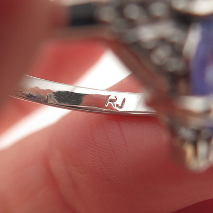 RJ Graziano 925 Sterling Silver Real Tanzanite & White Topaz Ring Size 8
