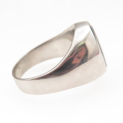 925 Sterling Silver Vintage Real Black Onyx Signet Ring Size 10
