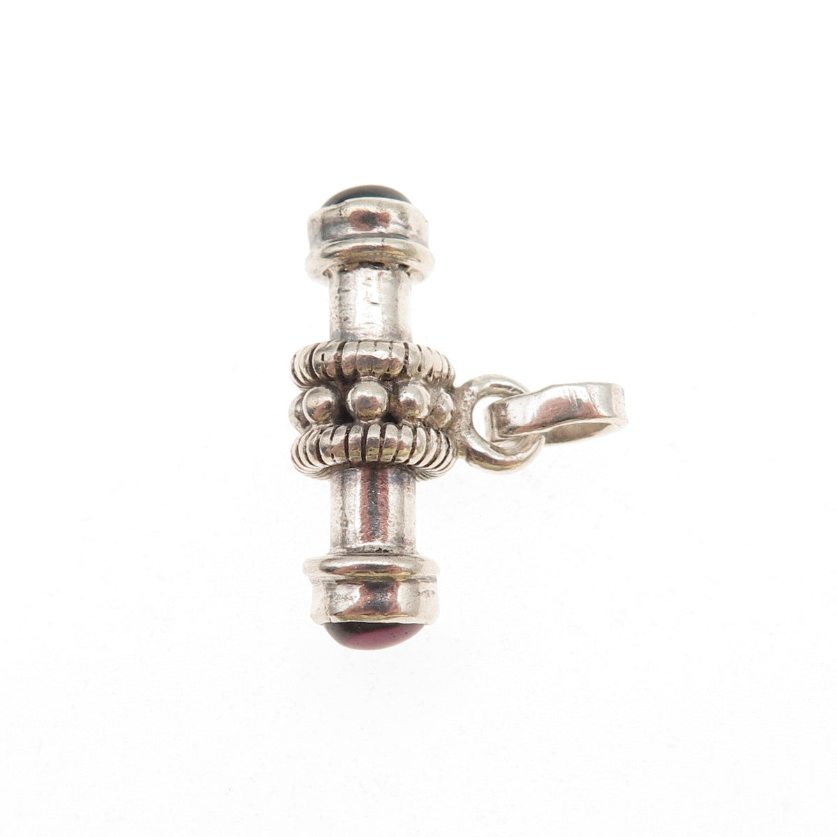 925 Sterling Silver Vintage Real Rhodolite Bracelet / Necklace Toggle Bar Lock
