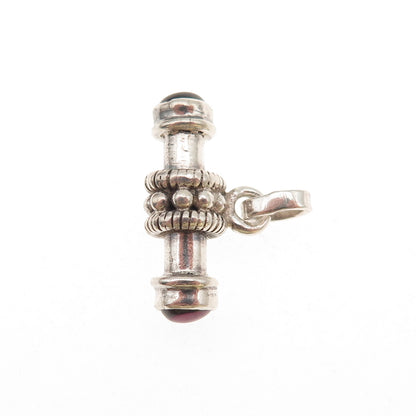 925 Sterling Silver Vintage Real Rhodolite Bracelet / Necklace Toggle Bar Lock