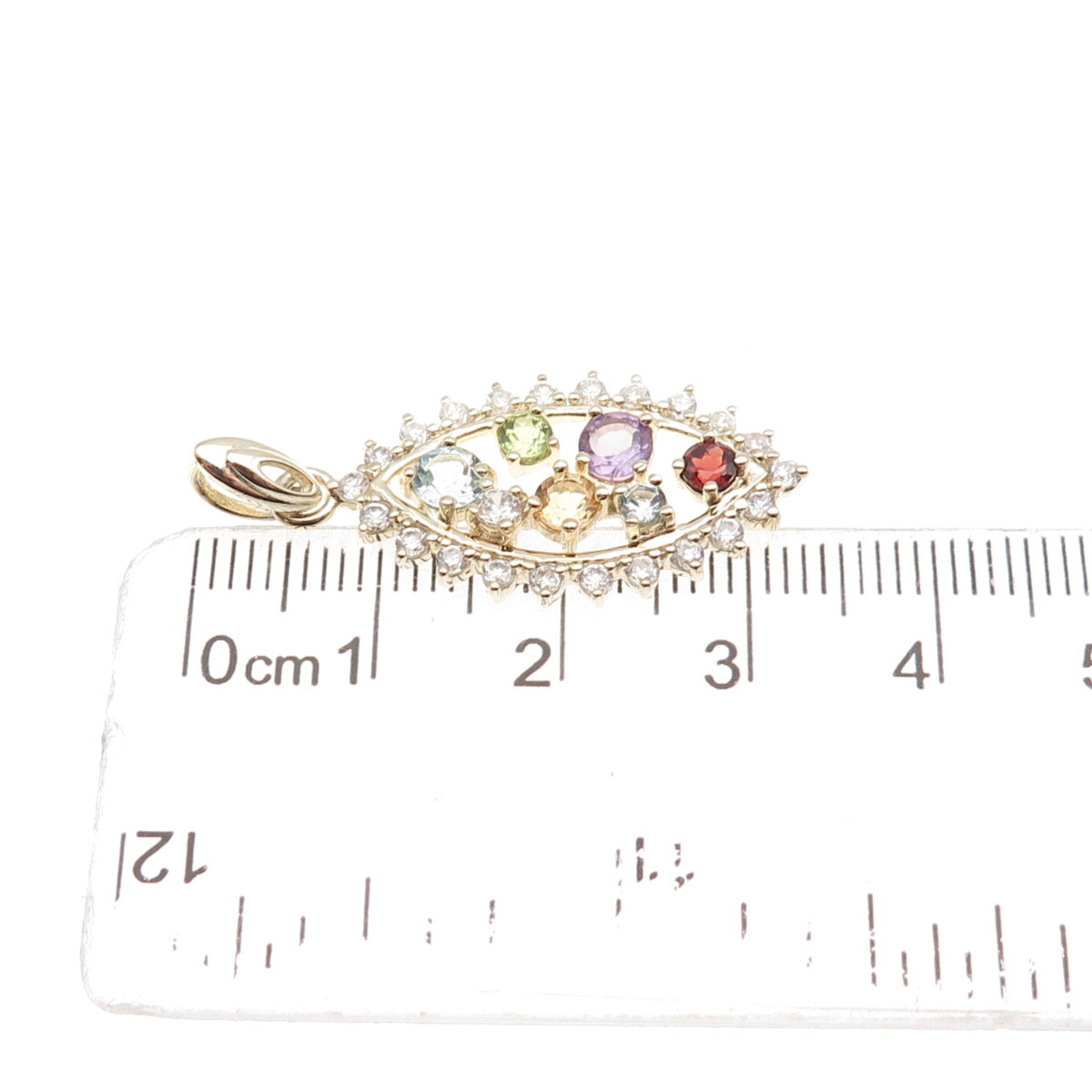 Ross Simons Sterling Gold Plated Topaz Amethyst Peridot Citrine & Garnet Pendant