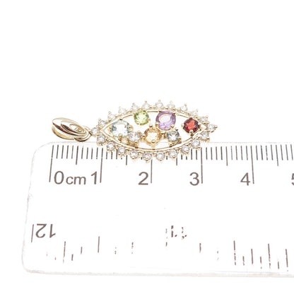 Ross Simons Sterling Gold Plated Topaz Amethyst Peridot Citrine & Garnet Pendant
