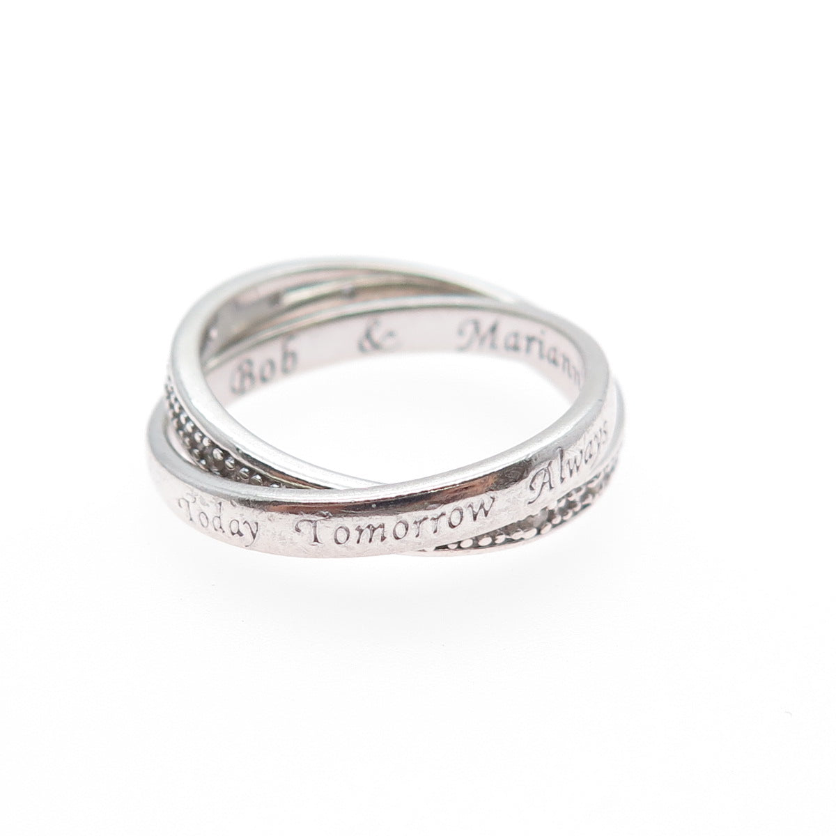 BGE BRADFORD Sterling Silver Real Diamond Interlocked Eternity Ring Size 6.75