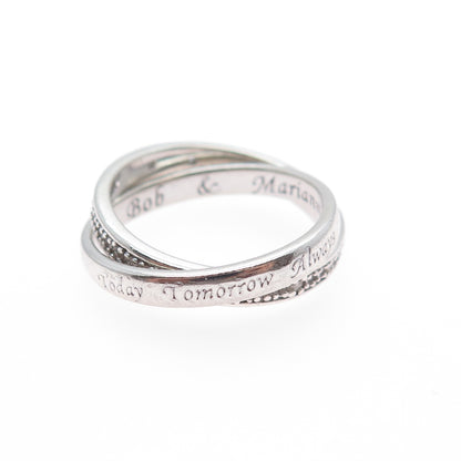 BGE BRADFORD Sterling Silver Real Diamond Interlocked Eternity Ring Size 6.75