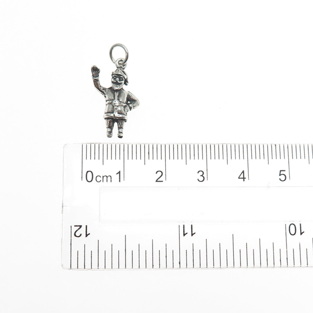 925 Sterling Silver Vintage Santa Claus Oxidized Minimalist Charm Pendant
