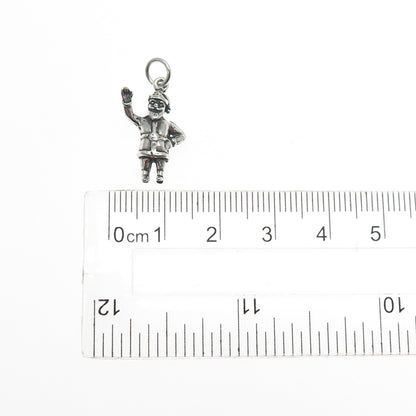 925 Sterling Silver Vintage Santa Claus Oxidized Minimalist Charm Pendant