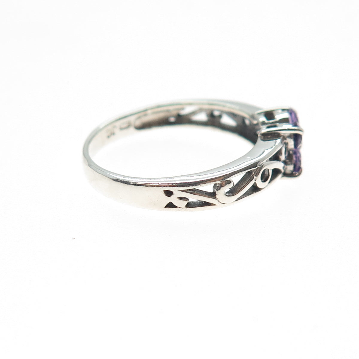 JACKSON HOLE 925 Sterling Silver Vintage Real Amethyst Swirl Ring Size 9