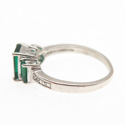 Sai 925 Sterling Silver Real Diamond & Chrome Diopside Ring Size 7