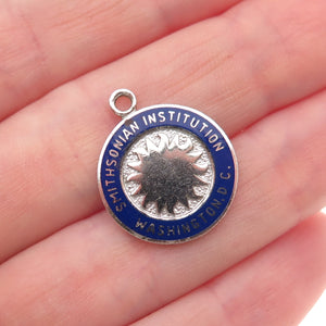 Kinney 925 Sterling Silver Vintage Enamel Smithsonian Institution Charm Pendant