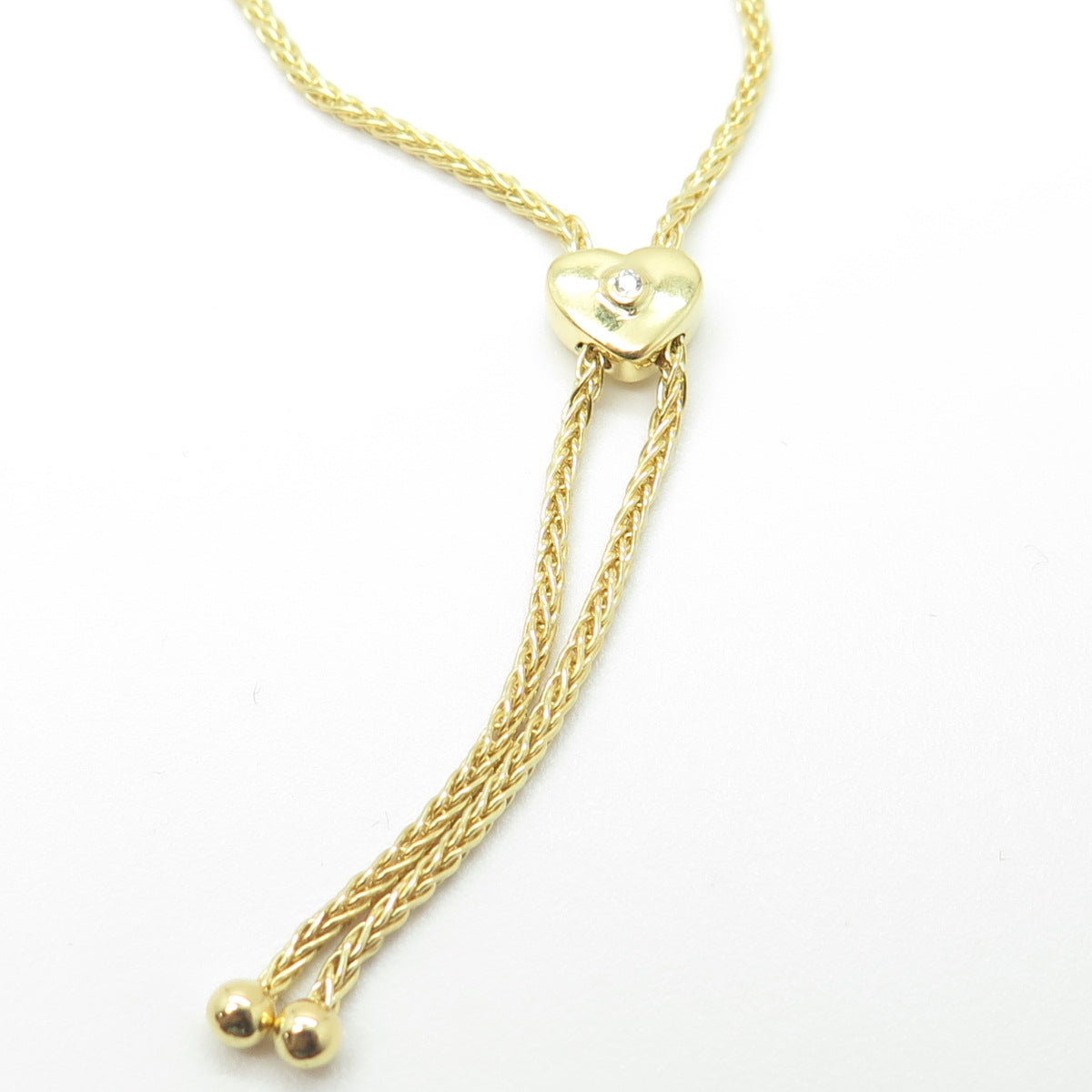 HAN 925 Sterling Silver Gold Plated C Z Bar Bolo Adjustable Bracelet 7-10"