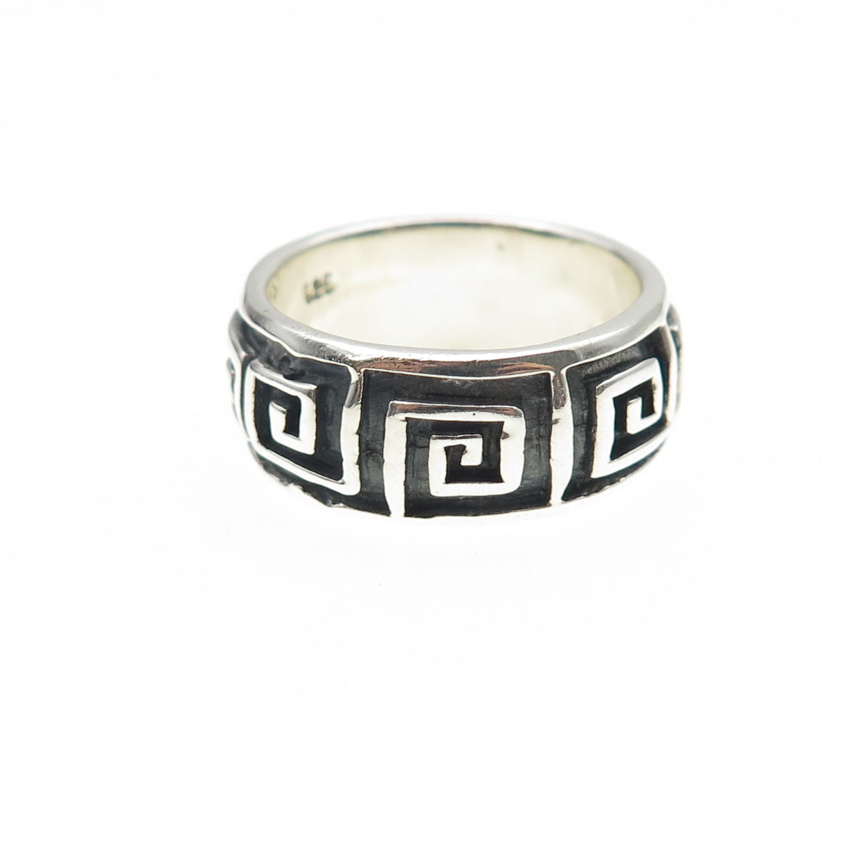 925 Sterling Silver Vintage Greek Maze Oxidized Band Ring Size 6.5