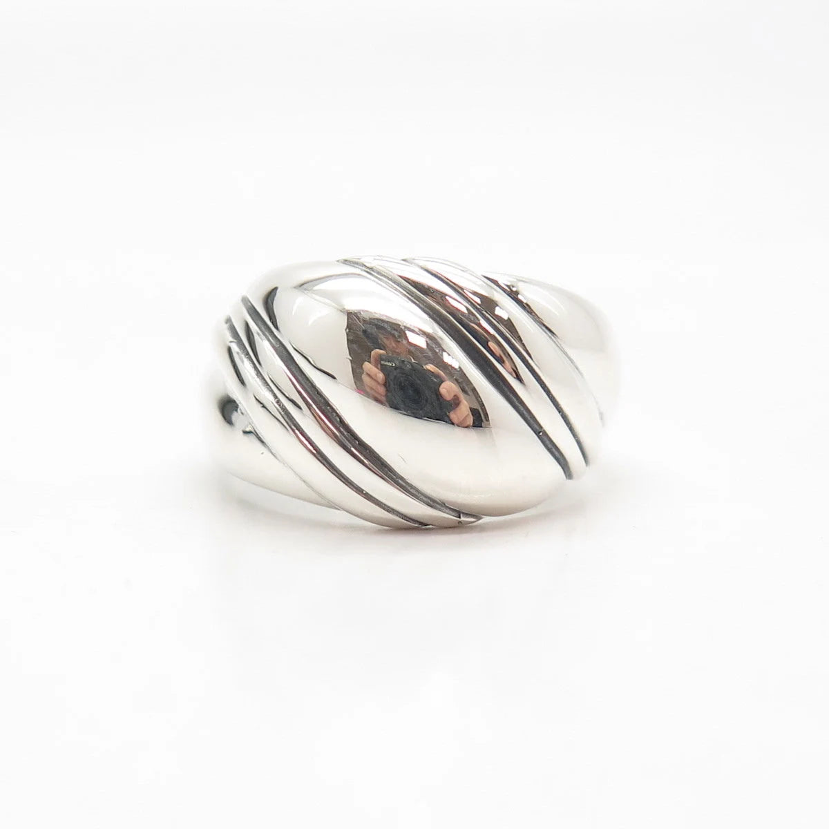 925 Sterling Silver Vintage Kabana Striped Ring Size 10