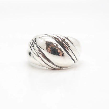 925 Sterling Silver Vintage Kabana Striped Ring Size 10