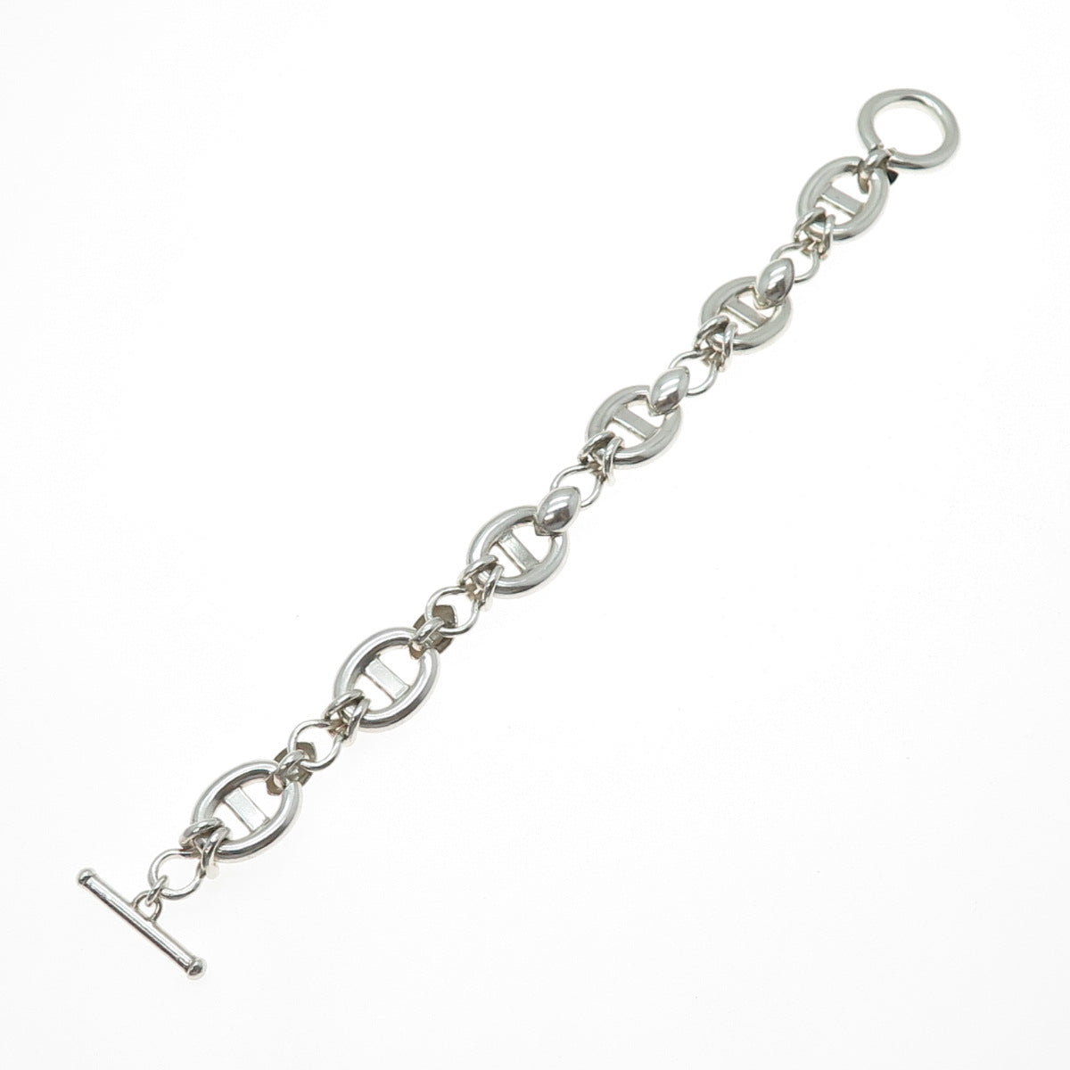 925 Sterling Silver Vintage Anchor Link Bracelet 6.75"