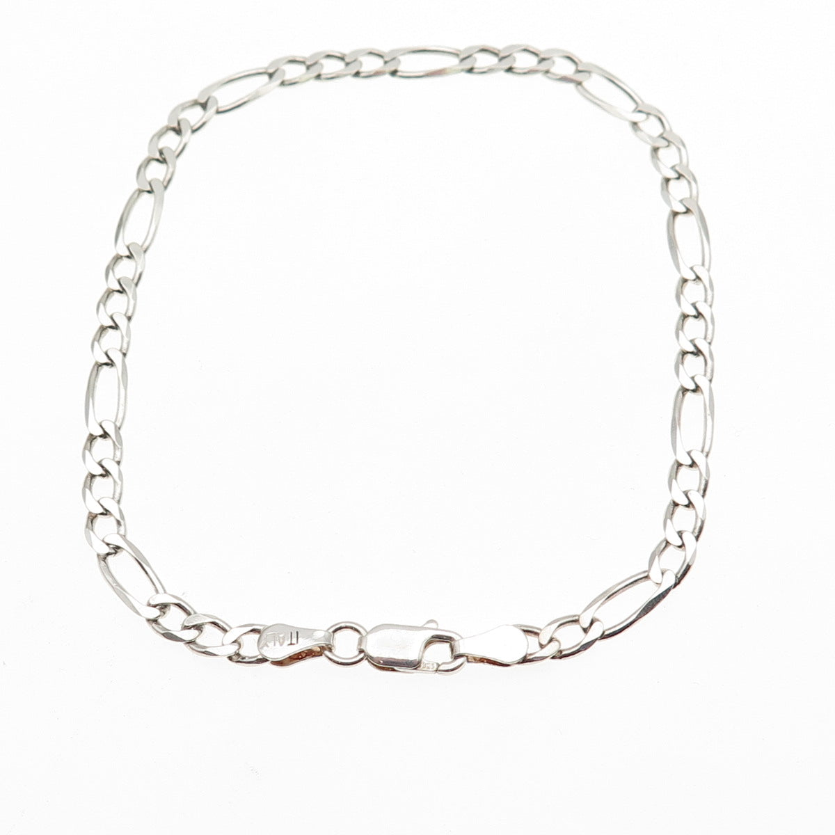 925 Sterling Silver Vintage Italy Figaro Link Bracelet 8.25"