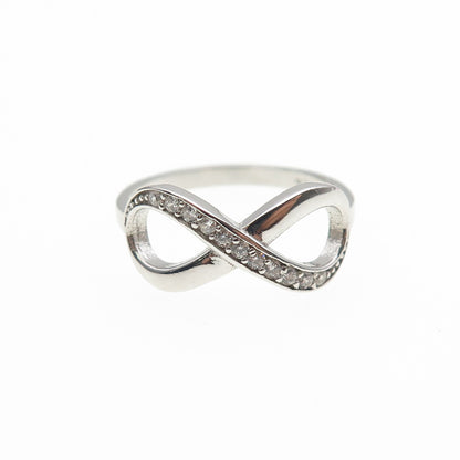 925 Sterling Silver Round-Cut C Z Infinity Ring Size 6.25