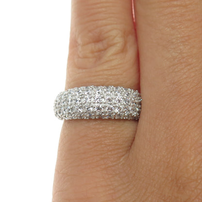 925 Sterling Silver Round-Cut C Z Sparkle Ring Size 4.75