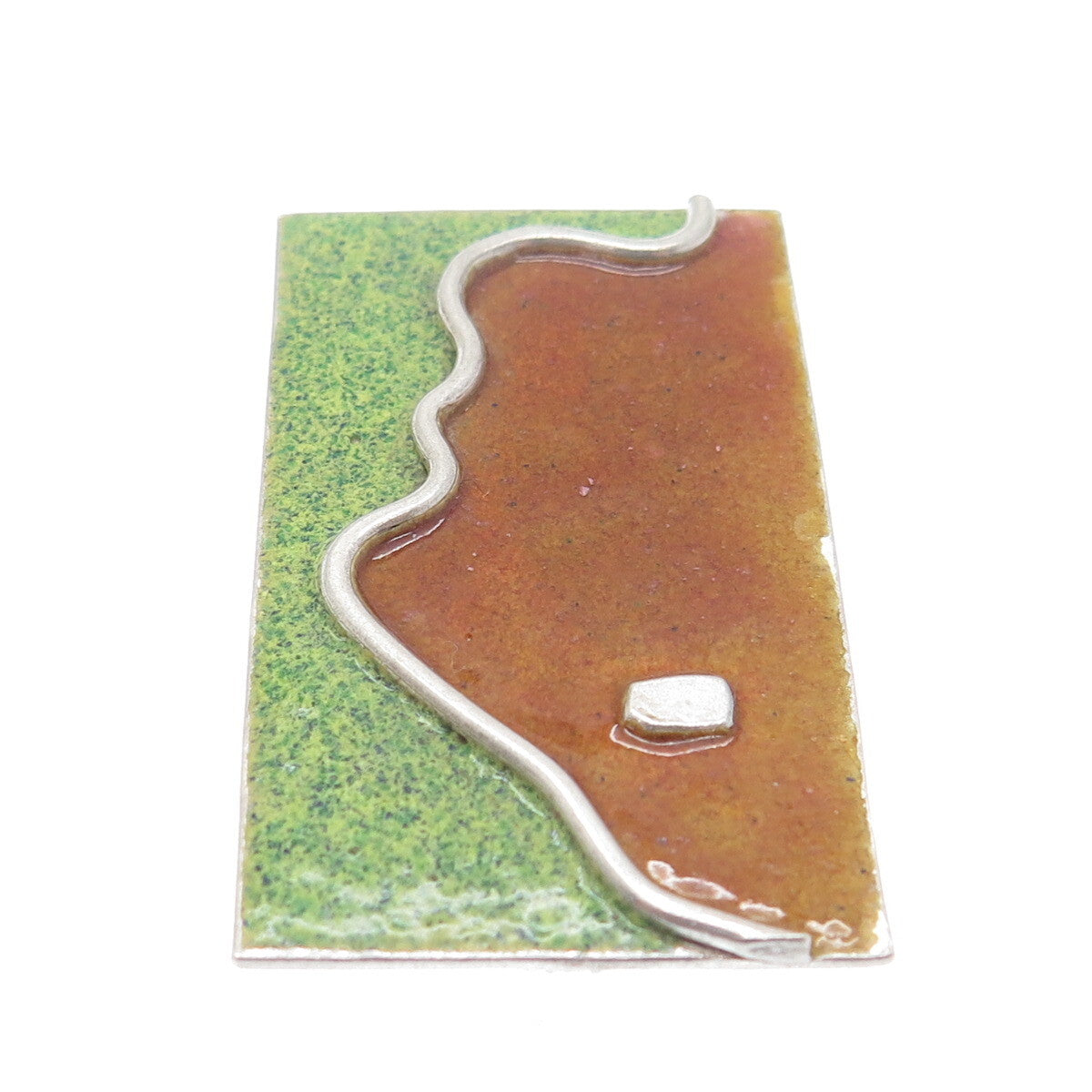 925 Sterling Silver Vintage Enamel Modernist Man's Profile Pendant