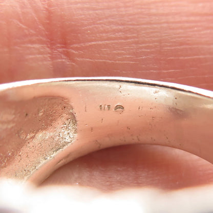 925 Sterling Silver Vintage Ribbed Wide Wrapped Ring Size 7.25