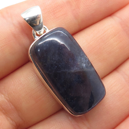925 Sterling Silver Vintage Real Cabochon Lepidolite Charm Pendant
