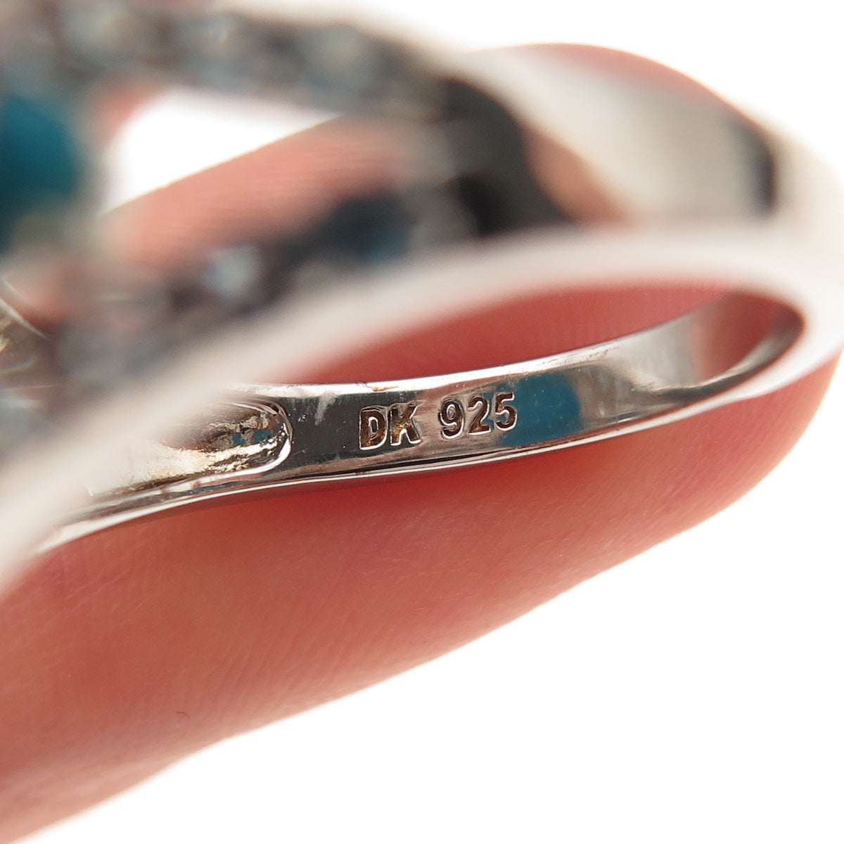 925 Sterling Silver Real Sleeping Beauty Turquoise & Blue Topaz Ring Size 8