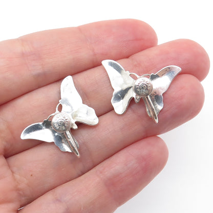 BEAU 925 Sterling Silver Vintage Butterfly Screw Back Earrings