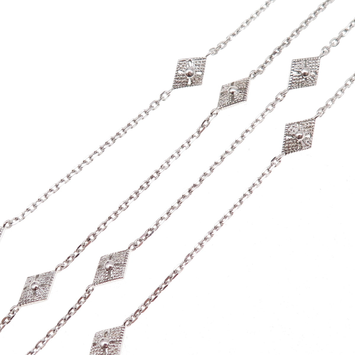 925 Sterling Silver Floral Station By The Yard Cable Chain Necklace 36"