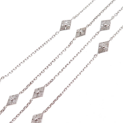 925 Sterling Silver Floral Station By The Yard Cable Chain Necklace 36"