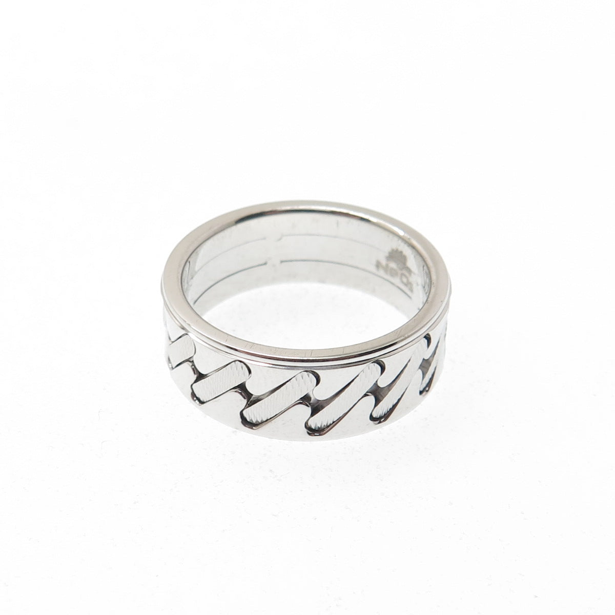 NEOS 925 Sterling Silver Textured Sewing Stitches Band Ring Size 8.75