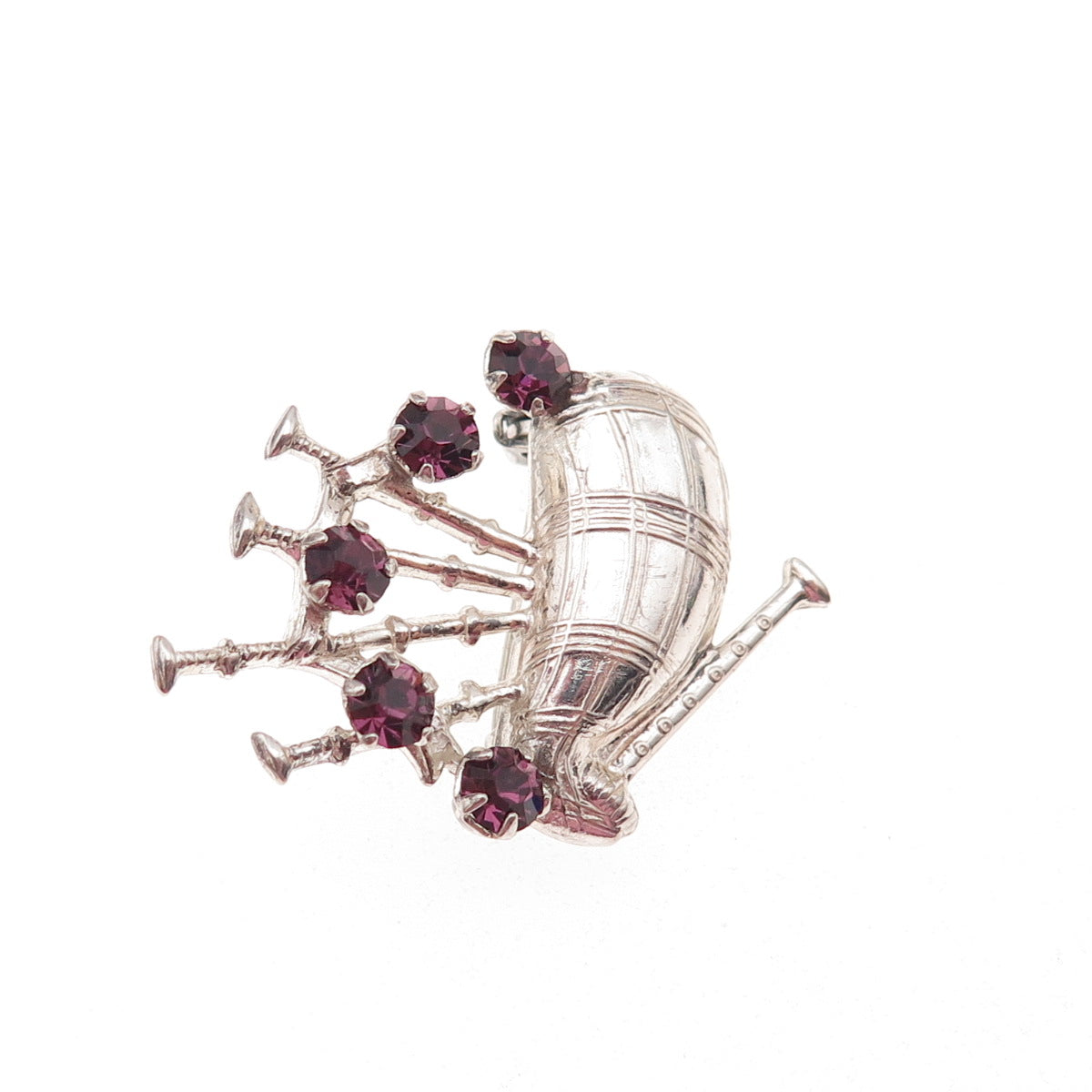 Ward Brothers 925 Sterling Silver Antique Rhinestone Scottish Bagpipes Brooch