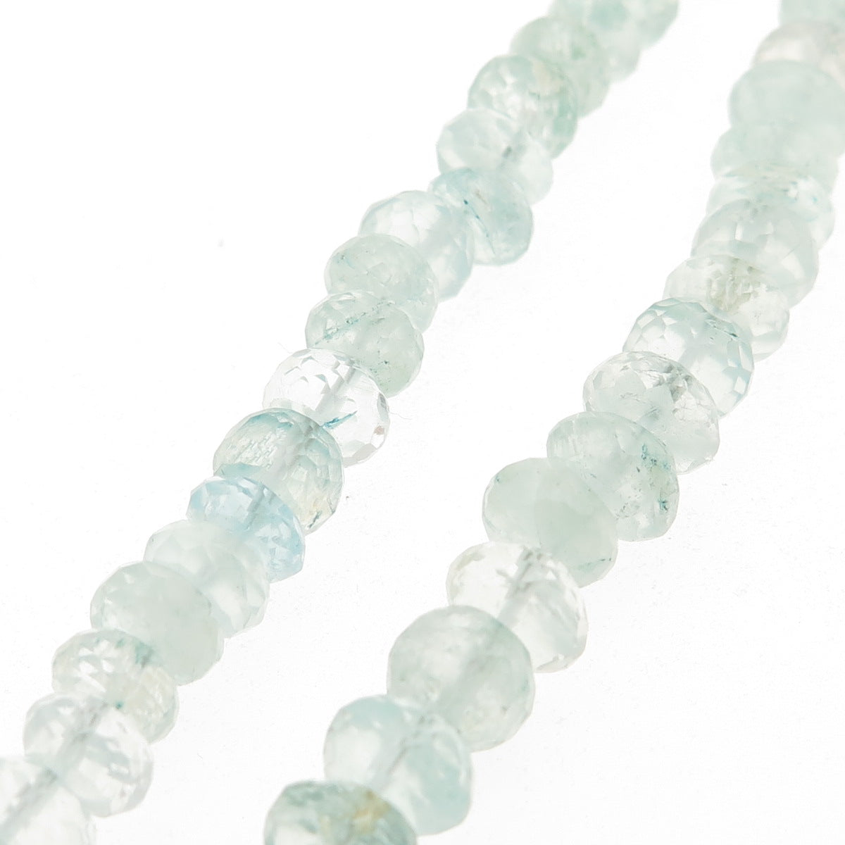 925 Sterling Silver Vintage Real Aquamarine Beaded Necklace 22"