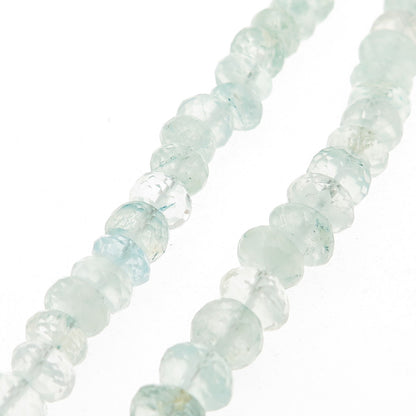 925 Sterling Silver Vintage Real Aquamarine Beaded Necklace 22"