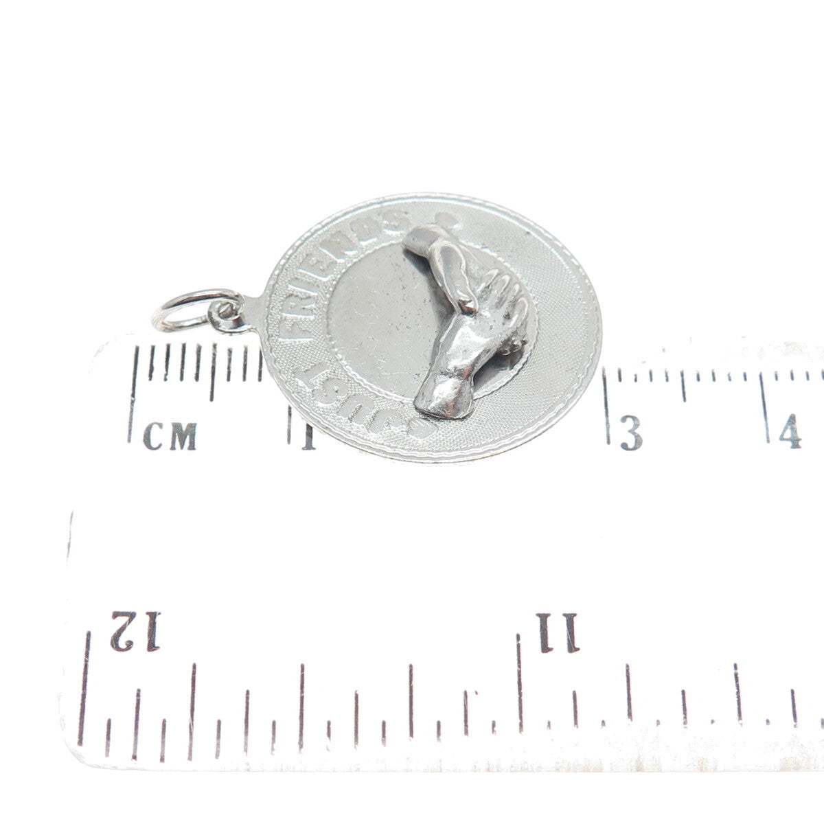MARC MERCY 925 Sterling Silver Vintage "Just Friends" Handshake Pendant