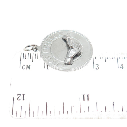 MARC MERCY 925 Sterling Silver Vintage "Just Friends" Handshake Pendant