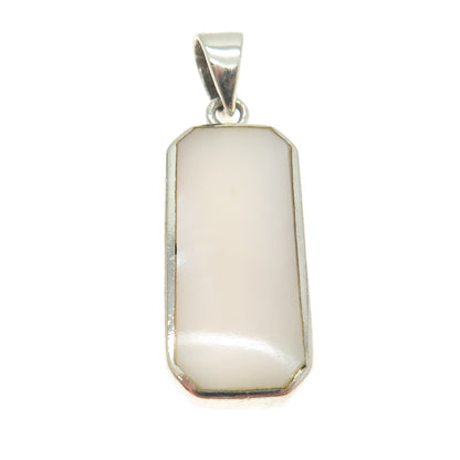 925 Sterling Silver Vintage Real Mother-of-Pearl Modernist Pendant