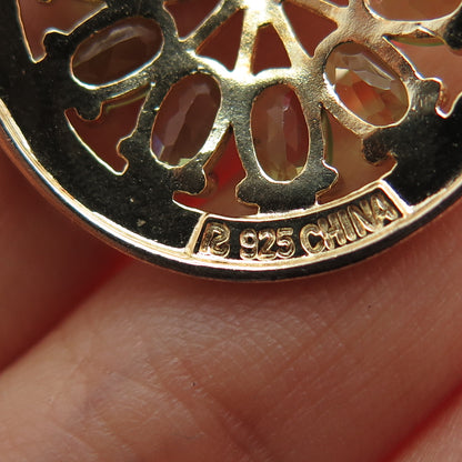 ROSS SIMONS 925 Sterling Silver Gold Plated Real Diamond Accent Peridot Pendant